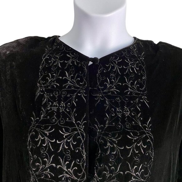 Annie Alexander Women's Black Velvety Embellished Button-Down Blouse Medium - Picture 11 of 11